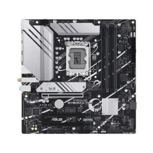 ASUS PRIME B760M-A WIFI Intel® B760 (LGA 1700) mATX Mortheboard with PCIe 4.0, DDR5, two M.2 slots, Realtek 2.5Gb Ethernet, Wi-Fi 6, DisplayPort, Dual HDMI™, SATA 6 Gbps, rear USB 3.2 Gen 2, front USB 3.2 Gen 1 Type-C®, Aura Sync