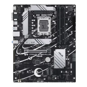 ASUS Prime B760-PLUS, an Intel® B760 LGA 1700 ATX motherboard with PCIe 5.0, three PCIe 4.0 M.2 slots, DDR5, Realtek 2.5Gb Ethernet, DisplayPort, VGA, HDMI™, SATA 6 Gbps, USB 3.2 Gen 2x2 Type-C®, front USB 3.2 Gen 1 Type-C®, Thunderbolt™ (USB4®) support, Aura Sync