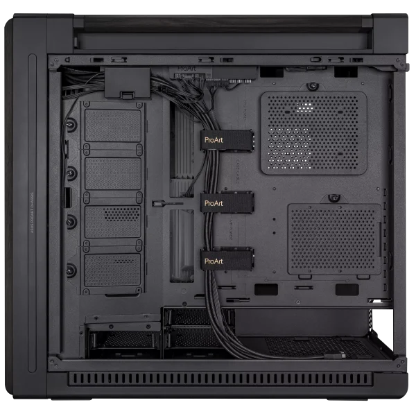 ASUS ProArt PA602 Wood Edition - Metal Panel, pre-installed 140 mm rear fan and two 200 mm front fans, support for a 420 mm radiator, Black - Image 5