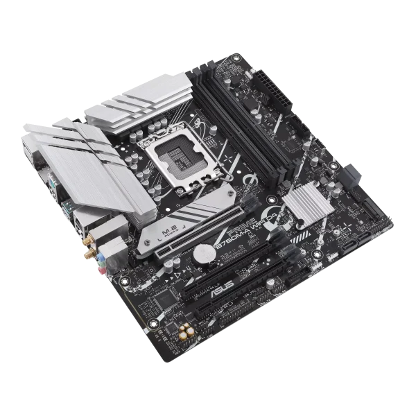 ASUS PRIME B760M-A WIFI D4 Intel® B760 (LGA 1700) mATX motherboard, PCIe 4.0, two M.2 slots, Realtek 2.5Gb Ethernet, Wi-Fi 6, DisplayPort, Dual HDMI®, SATA 6 Gbps, rear USB 3.2 Gen 2, front USB 3.2 Gen 1 Type-C®, Aura Sync - Image 3