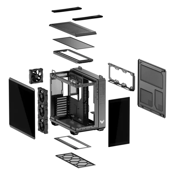 ASUS TUF Gaming GT502 Horizon ARGB Gaming PC Case, Four Pre-Installed MR120 ARGB Fans, Black - Image 4