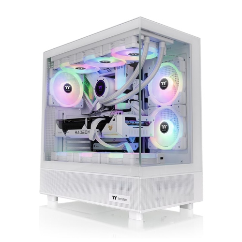 Thermaltake View 270 TG ARGB Mid Tower Chassis, Dual Tempered Glass Panels (Front & Left), Panoramic Viewing Design, Pre-installed CT140 ARGB Sync Rear Fan, White