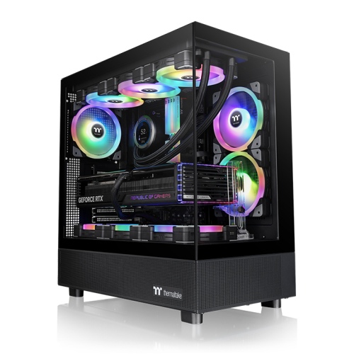 Thermaltake View 270 TG ARGB Mid Tower Chassis, Dual Tempered Glass Panels (Front & Left), Panoramic Viewing Design, Pre-installed CT140 ARGB Sync Rear Fan, Black
