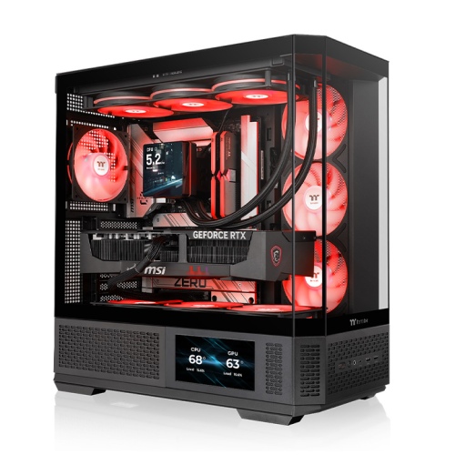 Thermaltake View 370 TG ARGB Mid Tower Chassis, Hidden-Connector Motherboard Support, Optional 6.0” LCD Screen Kit Compatible, Pre-installed SF360 ARGB PWM Reverse Fan, Black