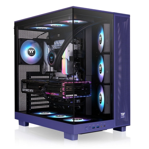 Thermaltake View 380 XL TG ARGB Mid Tower Chassis, Hidden-Connector Motherboard Support, Dual-Chamber Thermal Design, Dual 360mm Radiator Support (Top & Side), Future Dusk