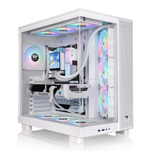 Thermaltake View 380 XL TG ARGB Mid Tower Chassis, Hidden-Connector Motherboard Support, Dual-Chamber Thermal Design, Dual 360mm Radiator Support (Top & Side), White