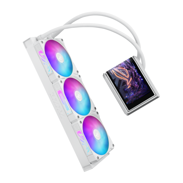 ASUS ROG RYUO IV 360 ARGB WHITE Liquid Cooler, Aura Fan Edge, 6.67-Inch Curved 2K AMOLED Display, White - Image 3