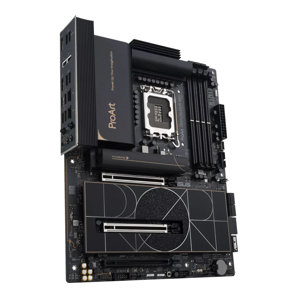 ASUS ProArt Z890-CREATOR WIFI Intel Z890 LGA1851 ATX content creation motherboard with PCIe® 5.0, DDR5 slots, two USB4® ports, 10G and 2.5G Ethernet, WiFi 7, five M.2 slots, plus a USB 20Gpbs front-panel header