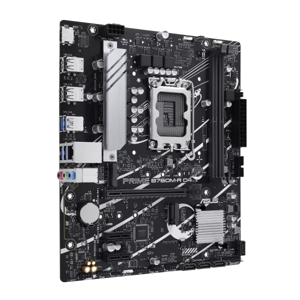 ASUS PRIME B760M-R D4 Intel® B760 LGA 1700 Micro-ATX Motherboard with PCIe 4.0, two PCIe 4.0 M.2 slots, DDR4, Realtek 2.5Gb Ethernet, HDMI™, SATA 6 Gbps, front USB 5Gbps ports, Aura Sync - Image 2