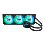 ASUS Prime LC ARGB all-in-one CPU liquid cooler with specially designed CPU contact area and finned channels, water block with infinity mirror lens options, pre-installed ARGB fans and Aura lighting