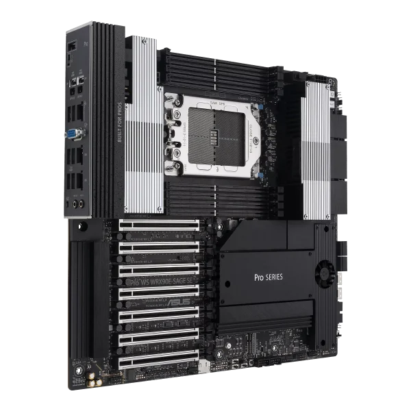 ASUS Pro WS WRX90E-SAGE SE AMD sTR5 EEB workstation motherboard, 7 PCIe 5.0 x16 slots, multi-GPU support, robust 32+3+3+3 power-stage design, CPU and memory overclocking ready, 4 PCIe 5.0 M.2 slots, dual 10 Gb LAN, PCIe Q-Release Slim - Image 2