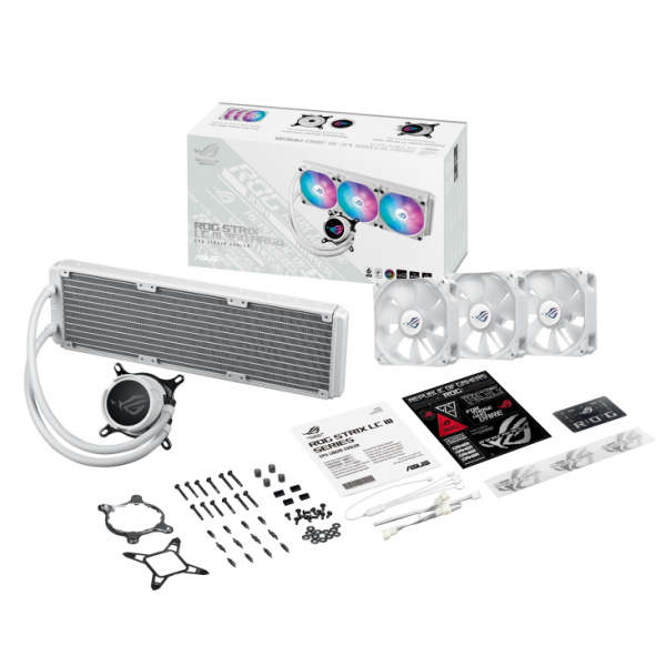 ASUS ROG Strix LC III 360 ARGB White Edition Liquid Cooler, 0dB Technology, Aura Sync, Anti-vibration Rubber - Image 5