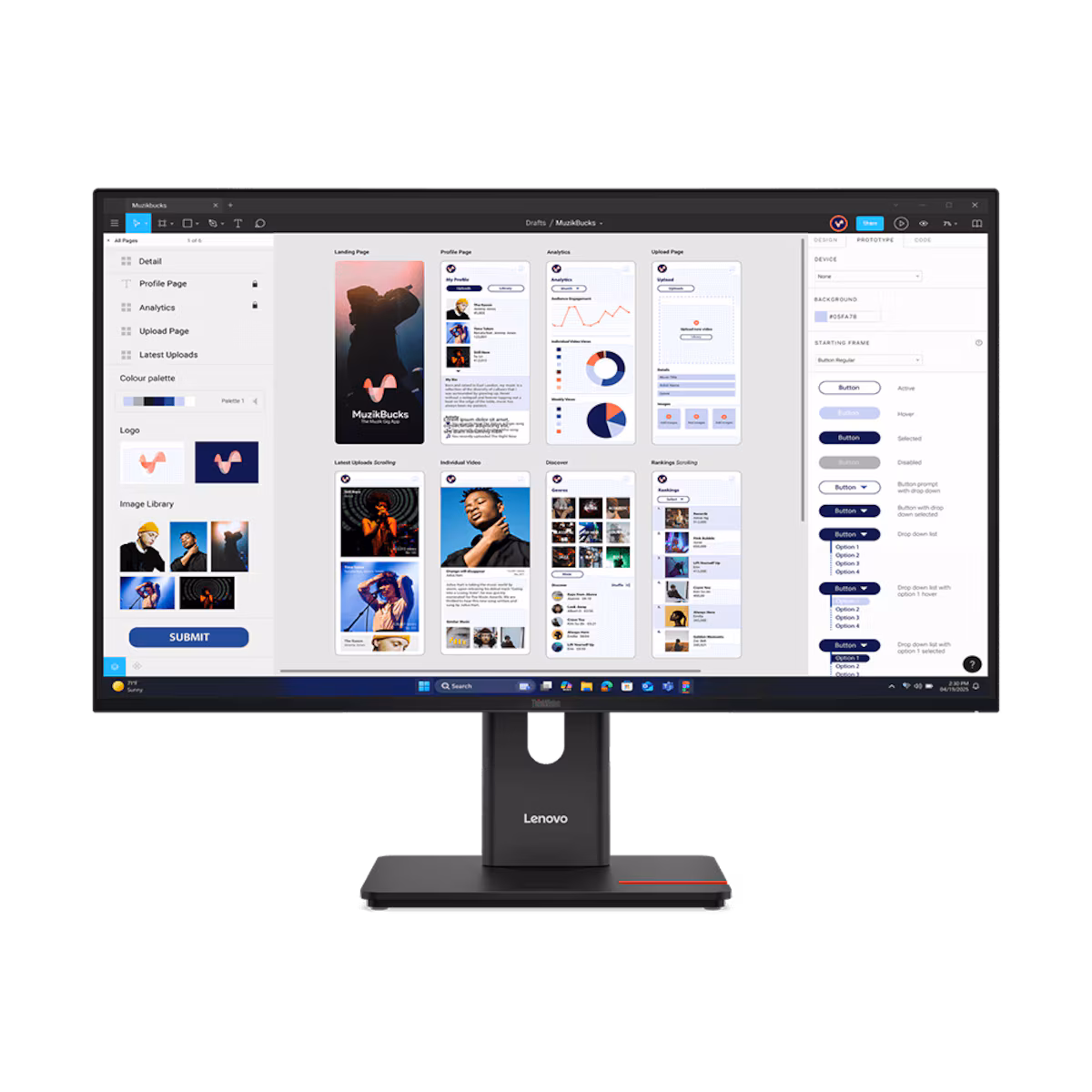 Lenovo ThinkVision T32UD-40 32″ UHD Monitor, IPS Display, 48–60 Hz Dynamic Refresh Rate, USB-C one cable docking monitor, Black