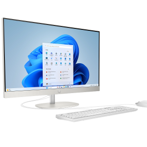 HP AIO 27-cr2037nh 27" NON-TOUCH Desktop, Intel Ultra 7 255U Processor, 8GB RAM, 512GB SSD, DOS, WHITE