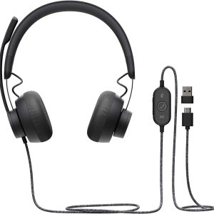 Logitech Zone Wired Headset with Advanced Noise Canceling Mic, UC Version, USB, Graphite, 981-000875