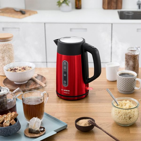 Bosch DesignLine Cordless Electric Kettle, 1.7L Usable volume, 3000W, Red - Image 2