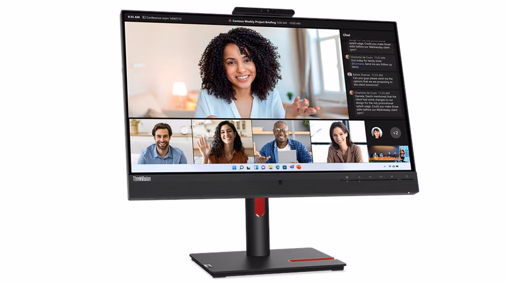 LENOVO THINKVISION T24MV-30 24″ FHD IPS Monitor, 75Hz refresh rate, 4 ms response time, 5MP IR+RGB camera, 2x5W integrated speakers, Black
