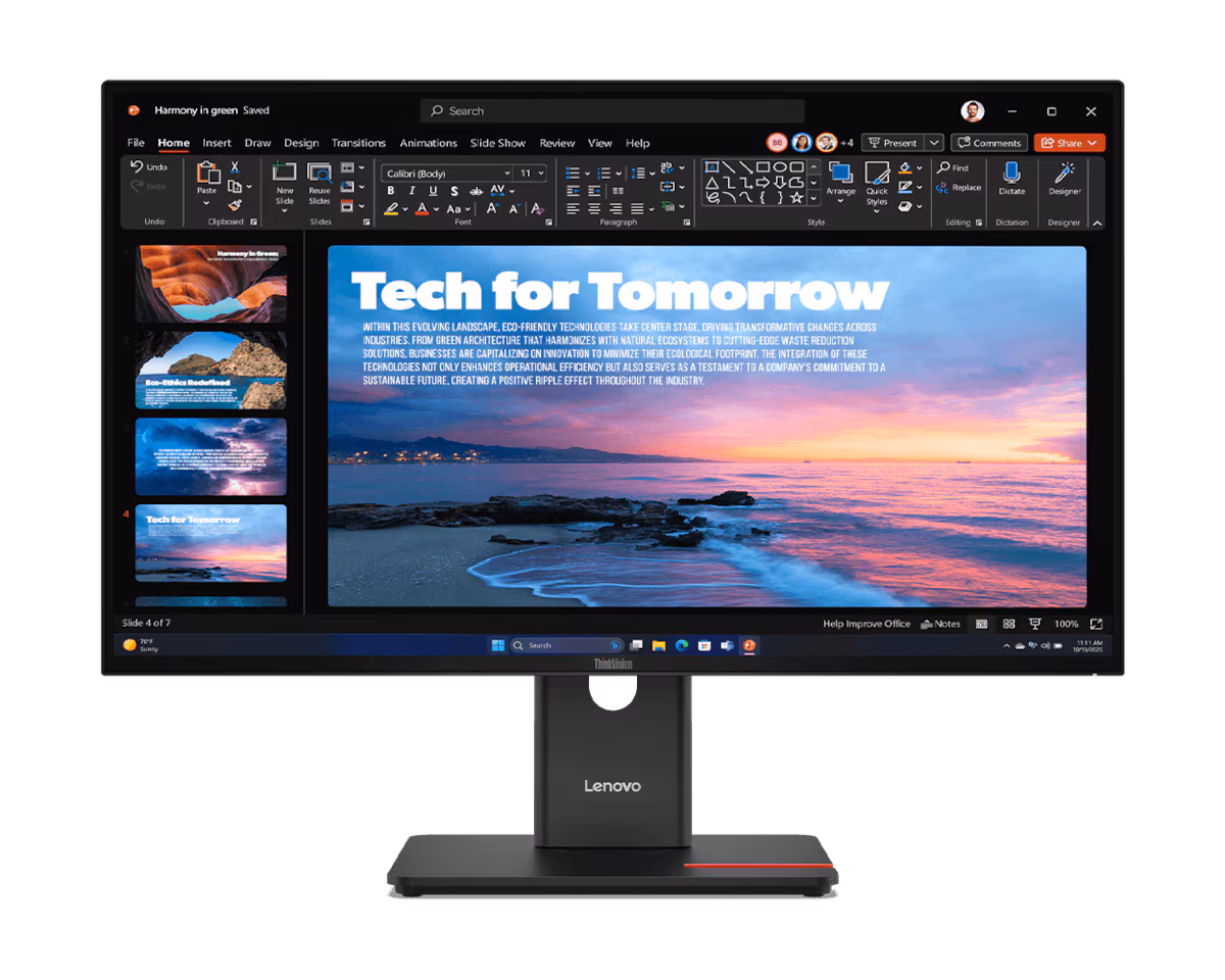 Lenovo ThinkVision T27QD-40 27" QHD Monitor, USB Type-C (up to 100W* PD), 48-120 Hz variable refresh rate, Black