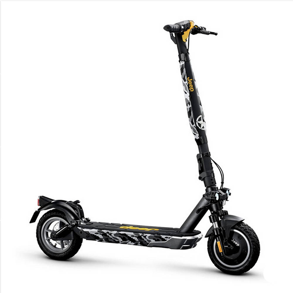 Jeep 2XE Urban Camou Electric Scooter, 45km Range, 25km/h Max Speed, Cruise Control, LED Lamps, Tubeless Front/Rear Tires, Foldable & Portable