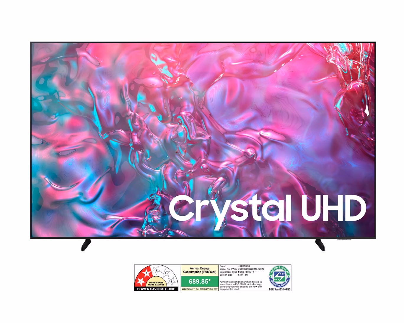 Samsung 98" Crystal UHD DU9000 4K Smart TV, Motion Xcelerator 120Hz, Q-Symphony, 4K Upscaling, Black