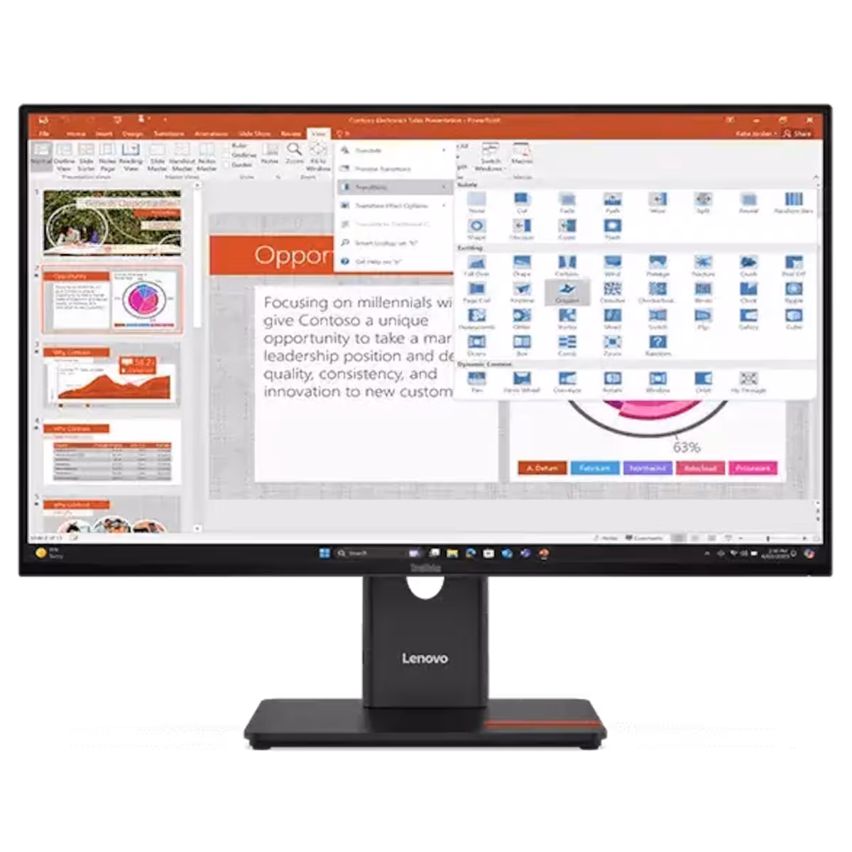 Lenovo ThinkVision T27-40 27″ FHD Monitor, IPS Panel, 120 Hz refresh rate, USB-C 15W PD Charging, Black
