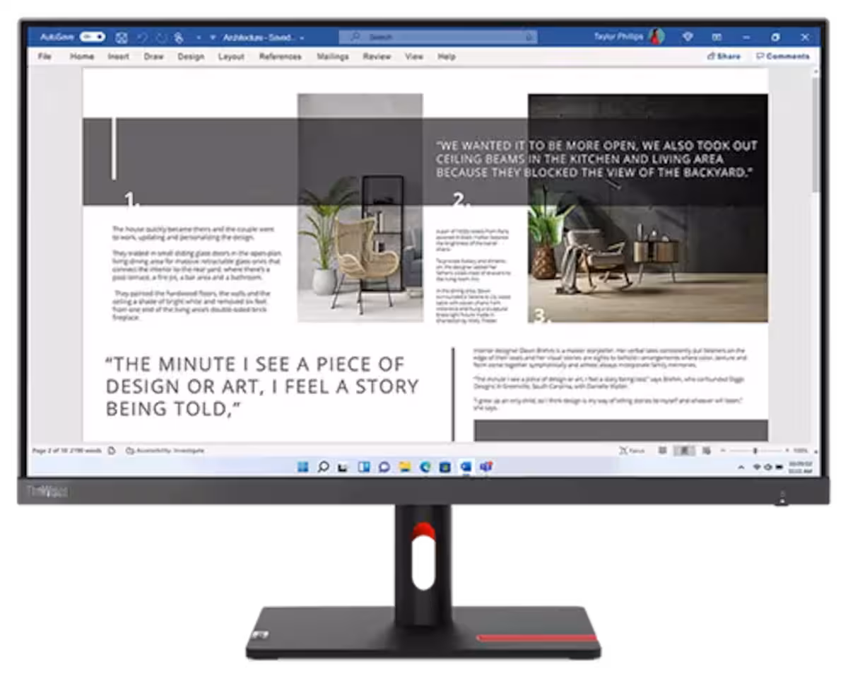 Lenovo ThinkVision S27i-30 27" FHD Monitor, IPS panel, 99% sRGB, 75Hz refresh rate, Black