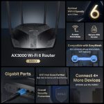 Mercusys MR80X AX3000 Dual-Band Wi-Fi 6 Router, Black - Image 4