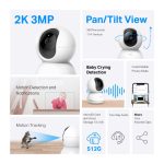 TP-Link Tapo TC71 Pan/Tilt Home Security Wi-Fi Camera, White - Image 2