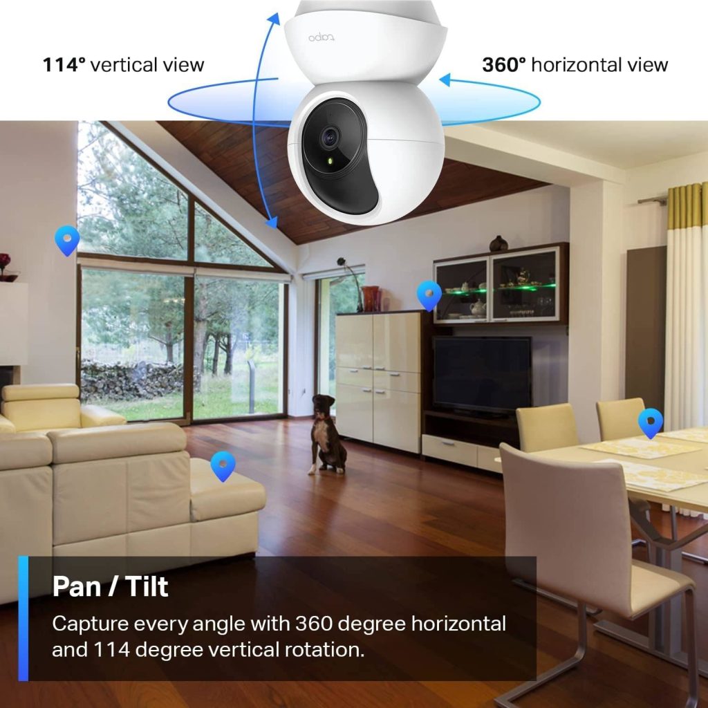 TP-Link Tapo C210 Pan/Tilt Home Security Wi-Fi Camera, 2K 3mp high-definition video, Night Vision, Motion Detection and Alerts, White