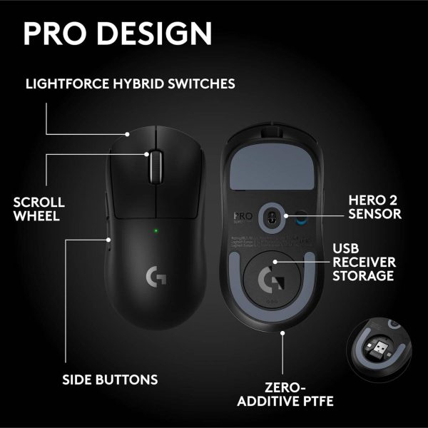 Logitech G PRO X SUPERLIGHT 2 SE LIGHTSPEED Wireless Gaming Mouse, HERO 2 Sensor, Black, 910-007553 - Image 7