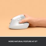Logitech Lift Vertical Ergonomic Mouse, Wireless, Bluetooth or Logi Bolt USB receiver, Quiet clicks, 4 buttons, compatible with Windows/macOS/iPadOS, Laptop, PC - Off White, 910-006475 - Image 4