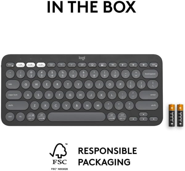 Logitech Pebble Keys 2 K380s, Multi-Device Bluetooth Wireless Keyboard with Customisable Shortcuts, Slim and Portable, Easy-Switch for Windows, macOS, iPadOS, Android, Chrome OS, ARA Layout - Graphite, 920-011867 - Image 10