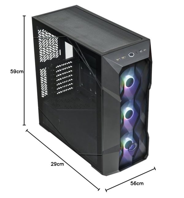 Cooler Master TD500 Mesh V2 Computer Case, ARGB & PWM Hub Included, Type C Connector, Top Removable, 3 x 120mm ARGB Fans, 360mm Radiator Support, Gaming Case, Black, TD500V2-KGNN-S00 - Image 7