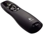Logitech R400 Wireless Presentation Remote, 2.4 GHz USB-Receiver, Red Laser Pointer, 15-Meter Operating Range, 6 Buttons Intuitive Slideshow, Control Battery Indicator, Black, 910-001356