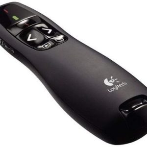 Logitech R400 Wireless Presentation Remote, 2.4 GHz USB-Receiver, Red Laser Pointer, 15-Meter Operating Range, 6 Buttons Intuitive Slideshow, Control Battery Indicator, Black, 910-001356