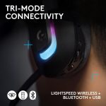 Logitech G522 LIGHTSPEED Wireless Gaming Headset, LIGHTSYNC RGB, Full Bandwidth Mic & Advanced Synchronized Audio, Tri-Connectivity with LIGHTSPEED, Bluetooth, USB-A to USB-C for PC, Black, 981-001544 - Image 5