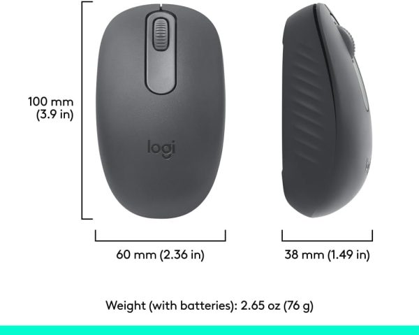 Logitech M196 Bluetooth Wireless Mouse, Compact and Portable Mouse for Laptops, Tablets and More, 12-Month Battery, Smooth Tracking, Compatible With PC and Mac, Windows and macOS - Graphite, 910-007459 - Image 3