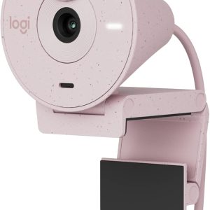 Logitech Brio 300 Full HD Webcam with Privacy Shutter, Noise Reduction Microphone, USB-C, Ceritified for Zoom, Microsoft Teams, Google Meet, Auto Light Correction - Rose, 960-001448