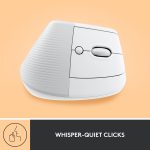 Logitech Lift Vertical Ergonomic Mouse, Wireless, Bluetooth or Logi Bolt USB receiver, Quiet clicks, 4 buttons, compatible with Windows/macOS/iPadOS, Laptop, PC - Off White, 910-006475 - Image 6