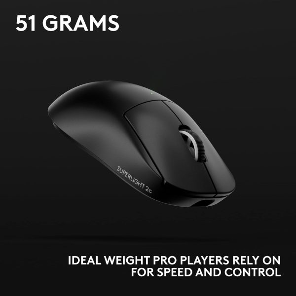 Logitech G PRO X SUPERLIGHT 2c wireless gaming mouse, 53 g pro-grade compact mouse with 5 programmable buttons, USB-C charging, 44K DPI sensor, up to 8 kHz polling for PC/Mac, Black, 910-007532 - Image 8
