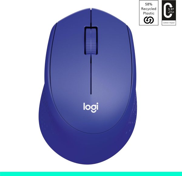 Logitech M330 Silent Plus Wireless Mouse, 2.4GHz with USB Nano Receiver, 1000 DPI Optical Tracking, 3 Buttons, 24 Month Life Battery, PC / Mac / Laptop, Blue, 910-004910 - Image 2