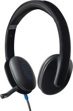 Logitech H540 Wired Headset, Stereo Headphone With Noise-Cancelling Microphone, Usb, On-Ear Controls, Mute Indicator Light, Pc/Mac/Laptop - Black, 981-000480