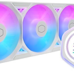 Cooler Master ML 360 Atmos II LCD ARGB CPU Liquid Cooler Black, Support Latest LGA1851, LGA1700, AM5, AM4 Socket, New Ultra-Low Profile Pump, 360mm AIO, Sickle Flow Edge Fans, LCD Screen, White, MLX-D36M-A25SZ-LW