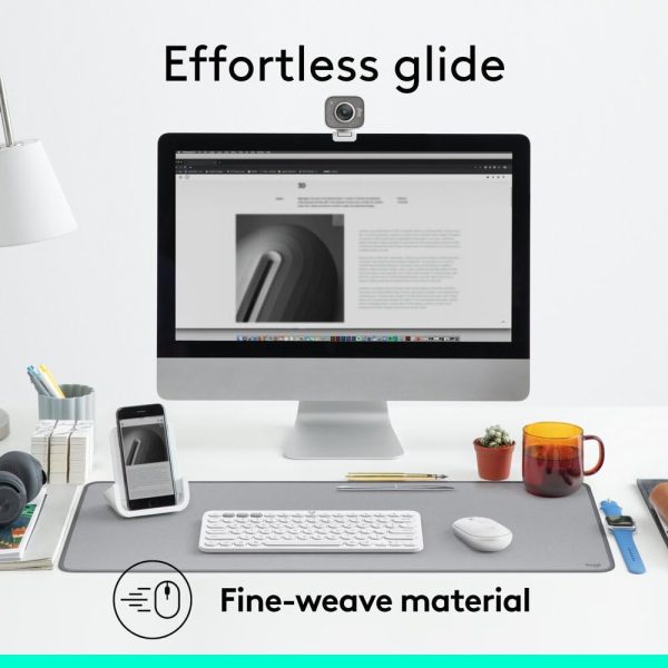 Logitech Desk Mat - Studio Series, Multifunctional Large Desk Pad, Extended Mouse Mat, Office Desk Protector with Anti-slip Base, Spill-resistant Durable Design - Grey, 956-000052 - Image 4