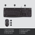 Logitech MK120 Wired Keyboard and Mouse for Windows, Optical Wired Mouse, USB Plug and Play, Full Size, PC/Laptop, US Layout, Black, 920-002562 - Image 6