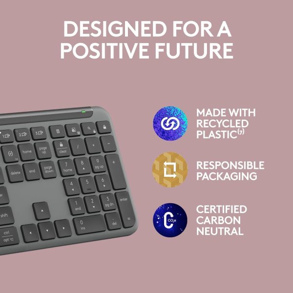 Logitech Signature Slim K950 Wireless Keyboard, Sleek Design, Switch Typing Between Devices, Quiet Typing, Bluetooth, Multi-OS, Windows, Mac, Chrome, Arabic Layout - Graphite, 920-012468 - Image 6