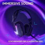 Logitech G522 LIGHTSPEED Wireless Gaming Headset, LIGHTSYNC RGB, Full Bandwidth Mic & Advanced Synchronized Audio, Tri-Connectivity with LIGHTSPEED, Bluetooth, USB-A to USB-C for PC, Black, 981-001544 - Image 6