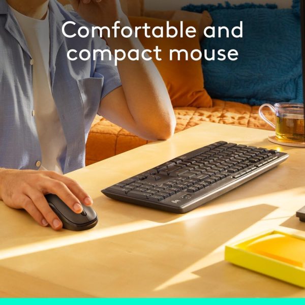 Logitech MK295 Silent Wireless Mouse & Keyboard Combo with SilentTouch Technology, Full Numpad, Advanced Optical Tracking, Lag-Free Wireless, 90% Less Noise, AR Keyboard - Graphite, 920-009801 - Image 4