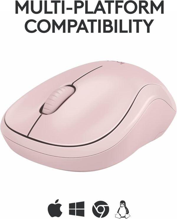 Logitech M240 Silent Bluetooth Mouse, Wireless, Compact, Portable, Smooth Tracking, 18-Month Battery, for Windows, macOS, ChromeOS, Compatible with PC, Mac, Laptop, Tablets - Rose, 910-007121 - Image 6