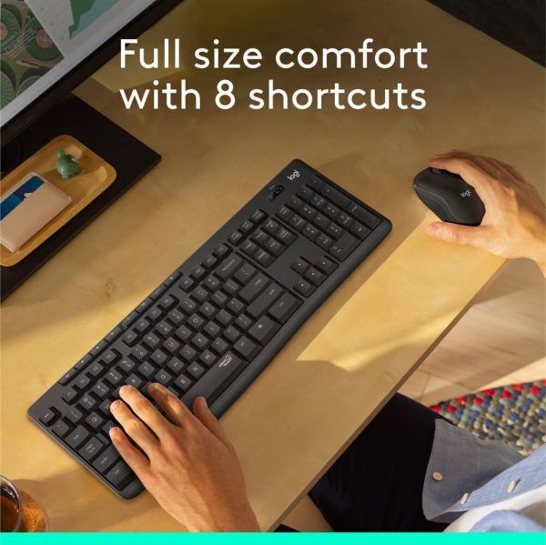 Logitech MK295 Silent Wireless Mouse & Keyboard Combo with SilentTouch Technology, Full Numpad, Advanced Optical Tracking, Lag-Free Wireless, 90% Less Noise, AR Keyboard - Graphite, 920-009801 - Image 3